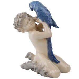 Royal Copenhagen Faun Pan Holding A Large Parrot #752 Vintage